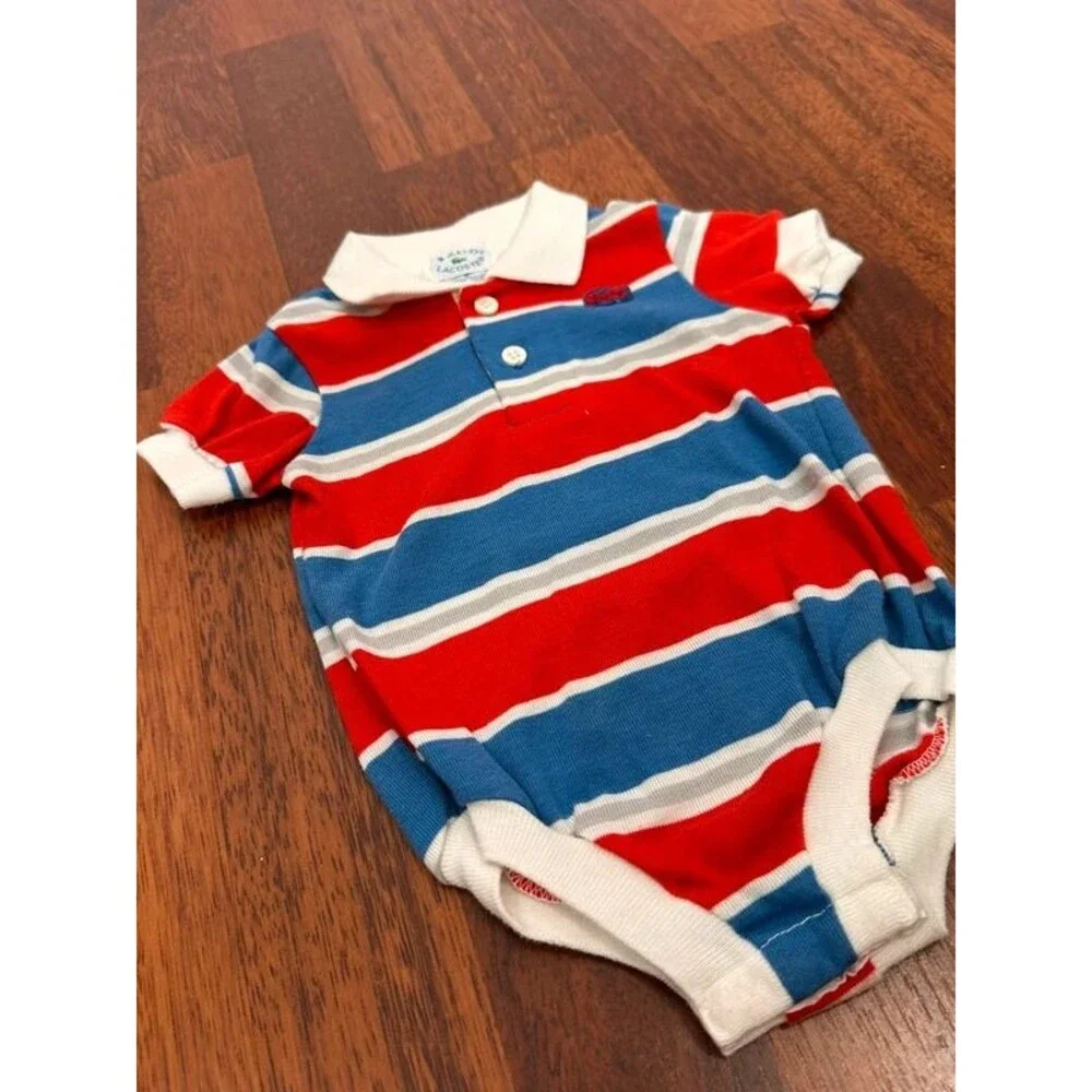 vintage Izod Lacoste striped polo baby bodysuit Made in USA